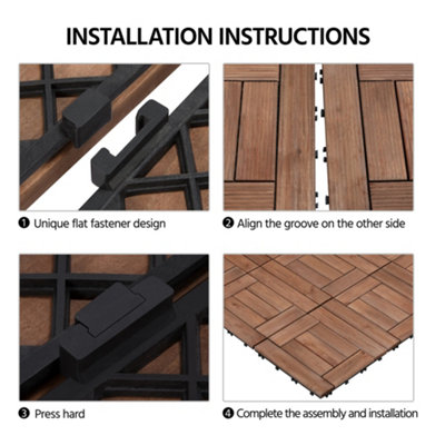 Yaheetech 27pcs Brown Composite Decking Tiles Fir Wooden Floor Tiles 30cm x 30cm - 5