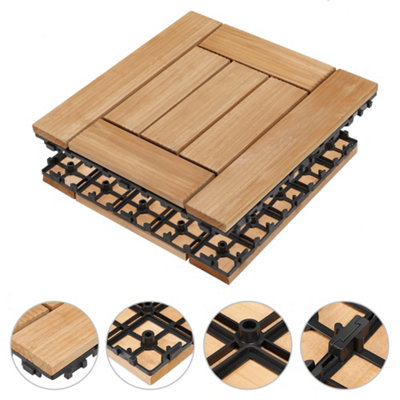 Yaheetech 27pcs Natural Wood Composite Decking Tiles Fir Wooden Floor Tiles 29cm x 29cm - 5