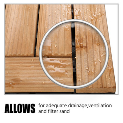 Yaheetech 27pcs Natural Wood Composite Decking Tiles Fir Wooden Floor Tiles 29cm x 29cm - 6