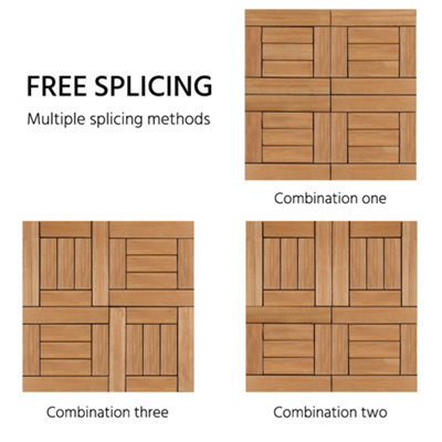 Yaheetech 27pcs Natural Wood Composite Decking Tiles Fir Wooden Floor Tiles 29cm x 29cm - 8