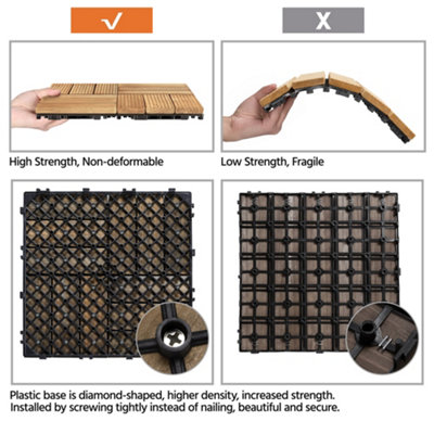 Yaheetech 27pcs Natural Wood Interlocking Deck Tiles 30cm x 30cm - 7