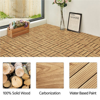 Yaheetech 27pcs Natural Wood Interlocking Deck Tiles 30cm x 30cm - 9
