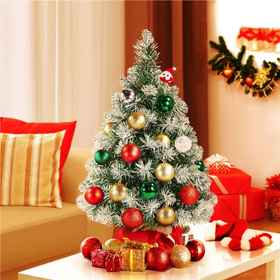 Yaheetech 2ft Frosted Tabletop Artificial Christmas Tree with Cement Base