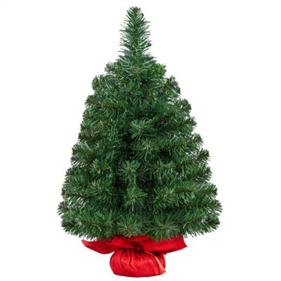 Yaheetech 2ft Green Mini Tabletop Artificial Christmas Tree with Cement ...