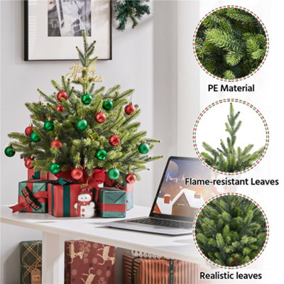 Yaheetech 2ft Green PE Tabletop Mini Christmas Tree with Cement Base