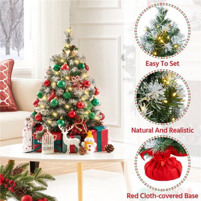 Yaheetech 2ft Prelit Frosted Tabletop Mini Artificial Christmas Tree with Cement Base - 4