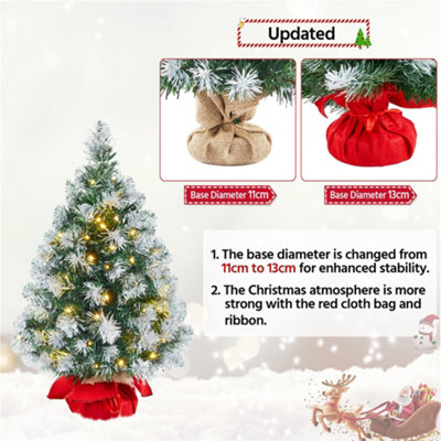 Yaheetech 2ft Prelit Frosted Tabletop Mini Artificial Christmas Tree with Cement Base - 5