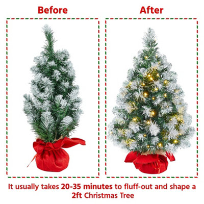 Yaheetech 2ft Prelit Frosted Tabletop Mini Artificial Christmas Tree with Cement Base - 6