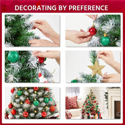 Yaheetech 2ft Prelit Frosted Tabletop Mini Artificial Christmas Tree with Cement Base - 7