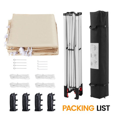 Yaheetech 2mx2m Beige Fabric Pop Up Canopy Tent w/ Sidewalls