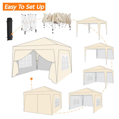 Yaheetech 2mx2m Beige Fabric Pop Up Canopy Tent w/ Sidewalls - 9