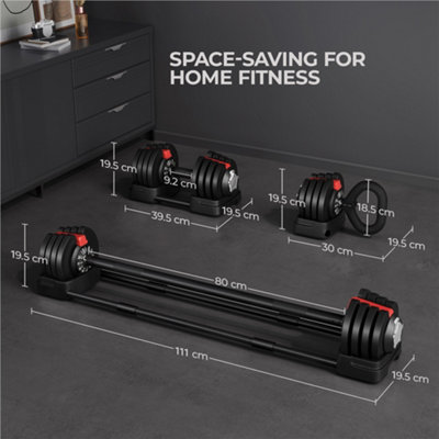 Yaheetech 3-in-1 18KG Quick-Adjust Dumbbell Weight Set with