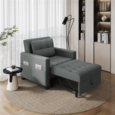 Yaheetech 3 in 1 Convertible Sleeper Sofa Bed Chair Light Grey