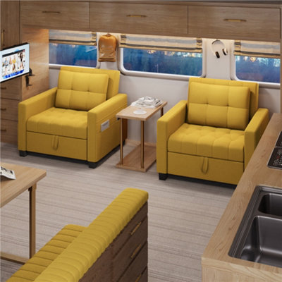 Yaheetech 3 in 1 Convertible Sleeper Sofa Bed Chair Yellow