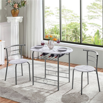 Yaheetech 3 Piece Modern Round Dining Table Set White (L) 90cm x (W)53cm