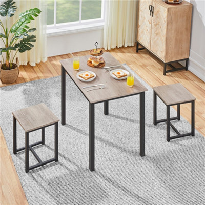 Yaheetech 3-Piece Rectangular Dining Set for Multipe Use Grey