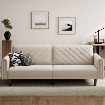 Yaheetech 3 Seater Convertible Sofa Bed for Limited Space- Beige