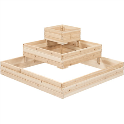 Yaheetech 3-Tier Fir Wood Raised Garden Bed Open-Bottom Planter