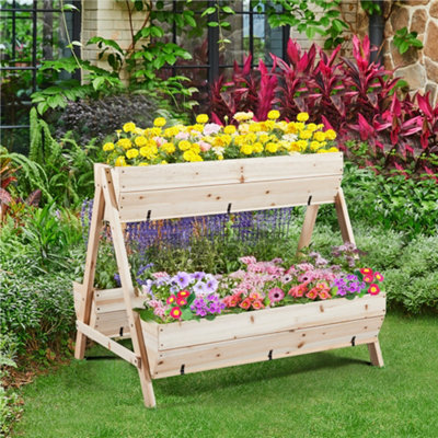 Yaheetech 3 Tier Raised Garden Bed Fir Wood Flower Rack for Flowers ...
