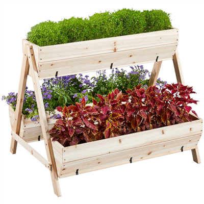 Yaheetech 3 Tier Raised Garden Bed Fir Wood Flower Rack for Flowers ...