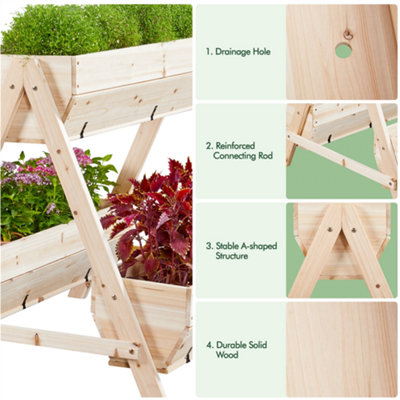 Yaheetech 3 Tier Raised Garden Bed Fir Wood Flower Rack for Flowers ...