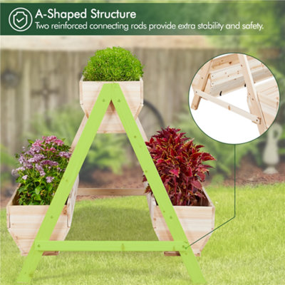 Yaheetech 3 Tier Raised Garden Bed Fir Wood Flower Rack for Flowers ...