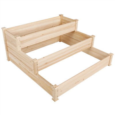 Yaheetech 3 Tier Raised Garden Bed Fir Wood Planter for Flowers Vegetables
