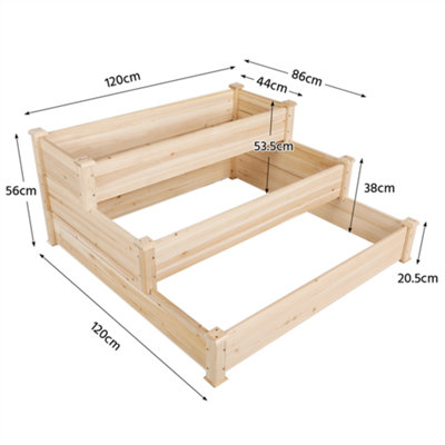 Yaheetech 3 Tier Raised Garden Bed Fir Wood Planter for Flowers Vegetables - 3