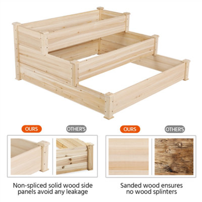 Yaheetech 3 Tier Raised Garden Bed Fir Wood Planter for Flowers Vegetables - 4