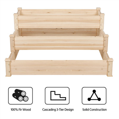 Yaheetech 3 Tier Raised Garden Bed Fir Wood Planter for Flowers Vegetables - 6