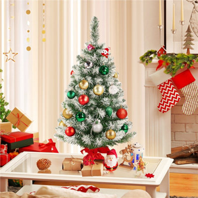 Yaheetech 3ft Frosted Tabletop Artificial Christmas Tree with Cement Base