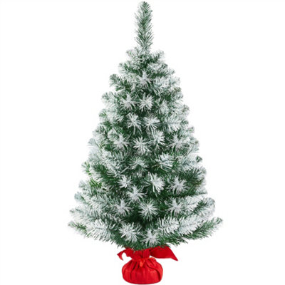 Yaheetech 3ft Frosted Tabletop Artificial Christmas Tree with Cement Base
