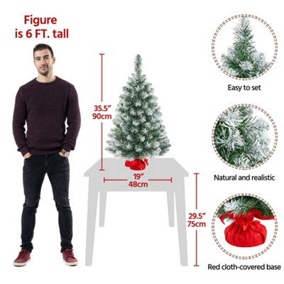 Yaheetech 3ft Frosted Tabletop Artificial Christmas Tree with Cement Base