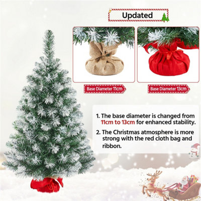 Yaheetech 3ft Frosted Tabletop Artificial Christmas Tree with Cement Base