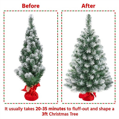 Yaheetech 3ft Frosted Tabletop Artificial Christmas Tree with Cement Base