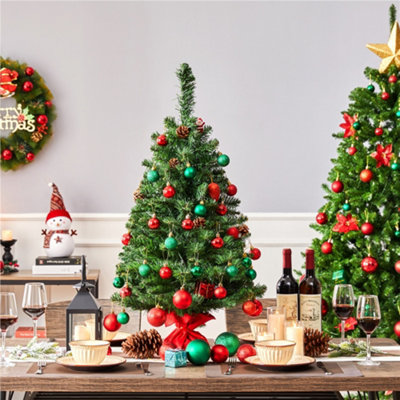 Yaheetech 3ft Green Mini Tabletop Artificial Christmas Tree with Cement ...