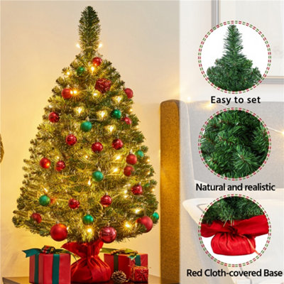 Yaheetech 3ft Green Mini Tabletop Artificial Christmas Tree with Cement ...