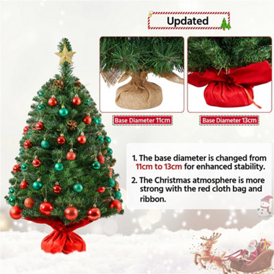Yaheetech 3ft Green Mini Tabletop Artificial Christmas Tree with Cement ...