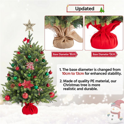 Yaheetech 3ft Green PE Tabletop Mini Christmas Tree with Cement Base - 6