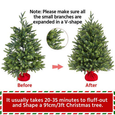 Yaheetech 3ft Green PE Tabletop Mini Christmas Tree with Cement Base