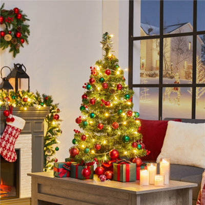 Yaheetech 3ft Green Tabletop Prelit Christmas Tree with LED Lights and