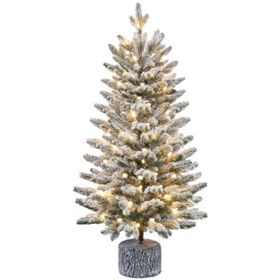 Yaheetech 3ft Mini Flocked Artificial Christmas Tree with LED Lights Green