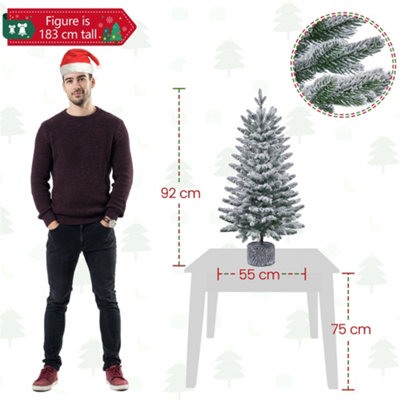 Yaheetech 3ft Mini Flocked Artificial Christmas Tree with LED Lights Green