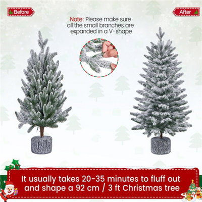 Yaheetech 3ft Mini Flocked Artificial Christmas Tree with LED Lights Green
