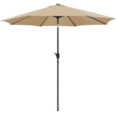Yaheetech 3m Tan Patio Parasol Umbrella w/ Push Button Tilt and Crank