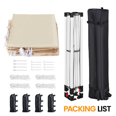 Yaheetech 3mx3m Beige Fabric Pop Up Canopy Tent w/ Sidewalls - 8