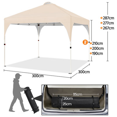 Yaheetech 3mx3m Beige Portable Fabric Pop Up Canopy Tent