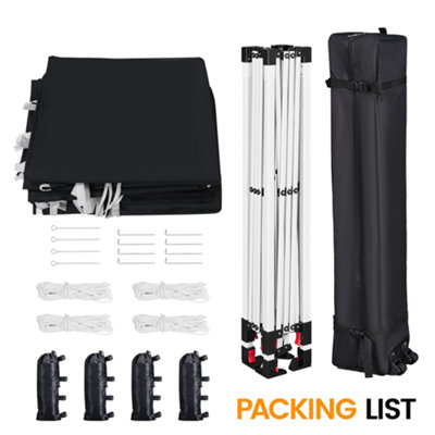 Yaheetech 3mx3m Black Fabric Pop Up Canopy Tent w/ Sidewalls - 8