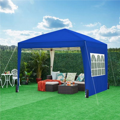 Yaheetech 3mx3m Blue Fabric Pop Up Canopy Tent w/ Sidewalls