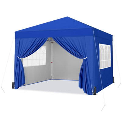 Yaheetech 3mx3m Blue Fabric Pop Up Canopy Tent w/ Sidewalls